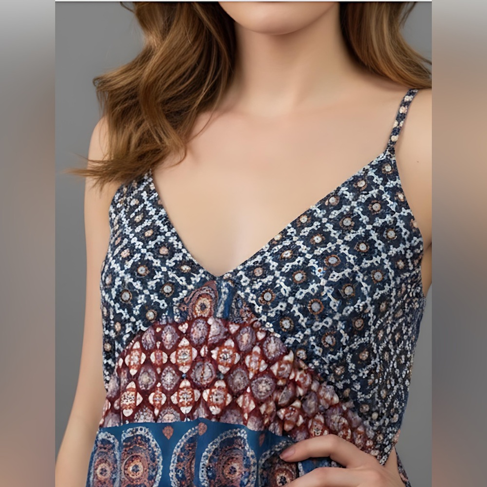 Boho Geo Print Criss Cross Back Cami Dress - Picture 3 of 8